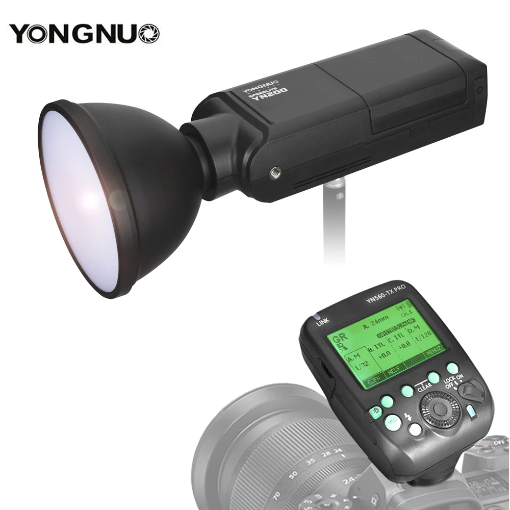 Светодиодная лампа для видеосъемки YONGNUO YN200 вспышка светильник ttl фотокамер Speedlite HSS 2,4G 200W Батарея с Тип usb C совместимый YN560-TX(II)/YN560-TX Pro/YN862 для Canon Камера