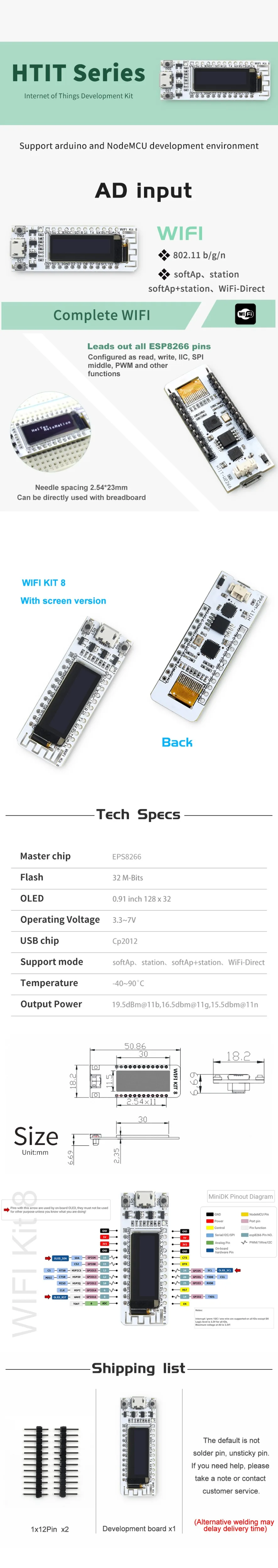 ESP8266 wifi чип 0,91 дюймов OLED CP2014 32Mb Flash ESP 8266 модуль Интернет вещей плата PCB для NodeMcu