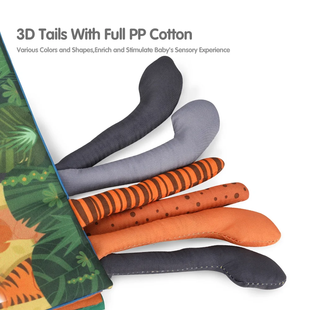 

Baby Rattles Mobiles Toy Soft Animal Tails Cloth Book Newborn Stroller Hanging Toy Baby Early Learning Educational Toys