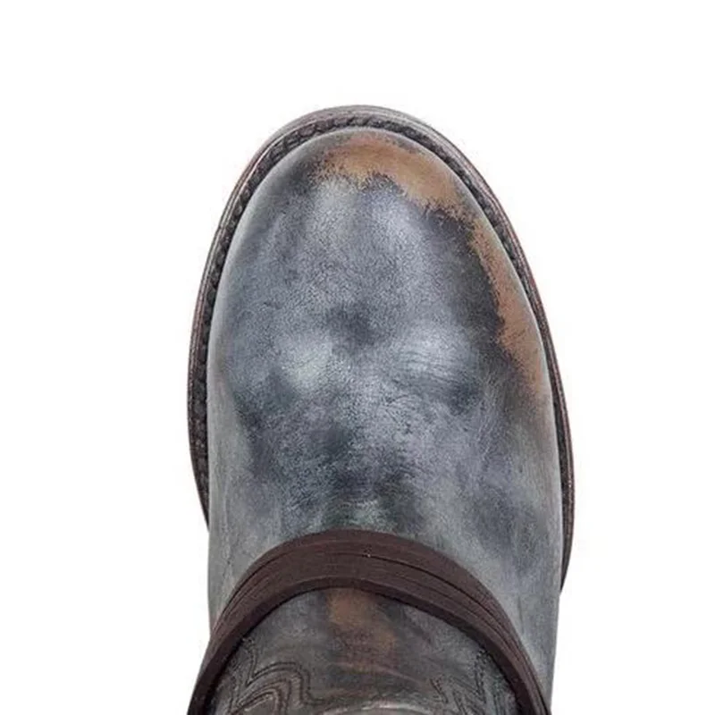 Классические ковбойские сапоги вестерн с вышивкой для женщин кожаные женские