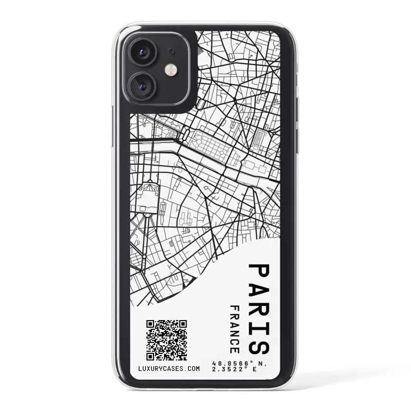 Ins эксклюзивный чехол для телефона с картой города для iPhone 11Pro Max 6 7 8 Plus X XR XS Max Sketch Letter Прозрачный мягкий силиконовый чехол s - Цвет: PARIS