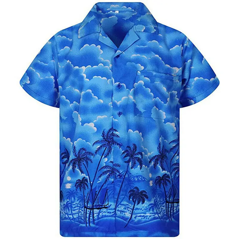 

Mens Hawaiian Short Sleeve Shirt Summer Beach Holiday T-shirts Funky Casual Tops