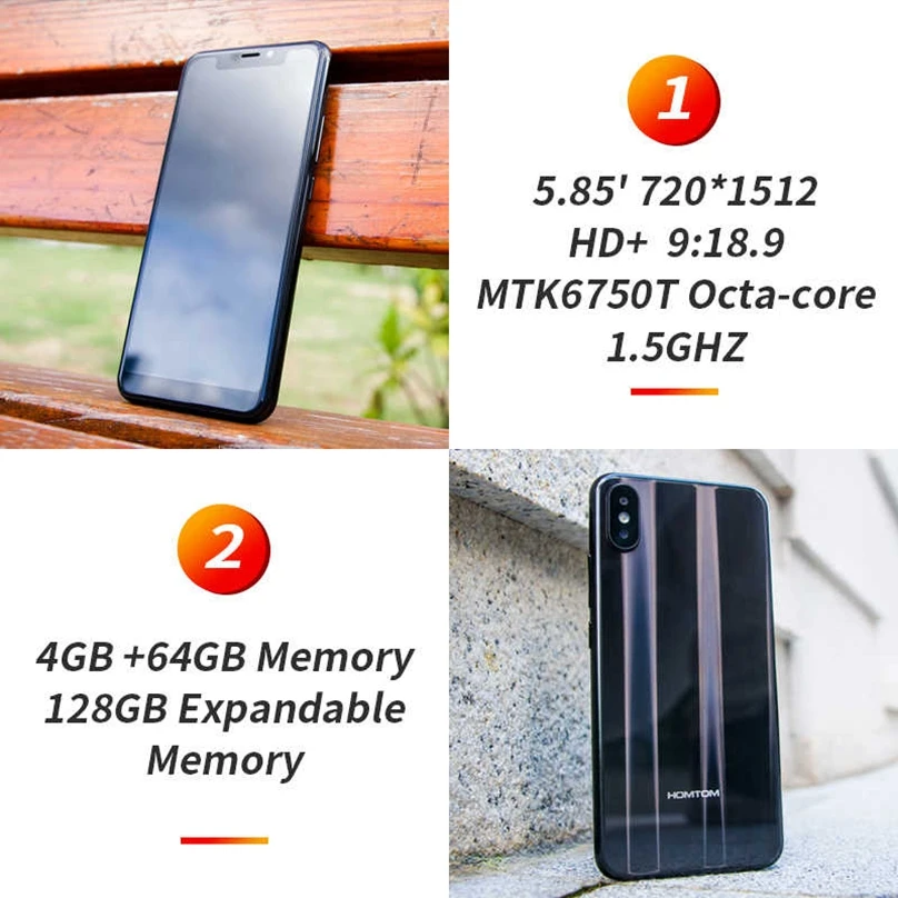 Homtom H10 5 85 дюйма Android 8 1 Восьмиядерный процессор MTK6750T ГГц 4 Гб ОЗУ 64 ПЗУ 16 МП сканер
