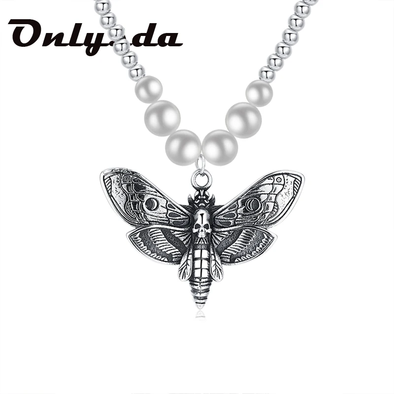 

Cool Butterfly Skull Pattern Metal Pendant Necklace For Men Harajuku Vintage Punk Animal Gothic Choker Necklace Jewelry V020