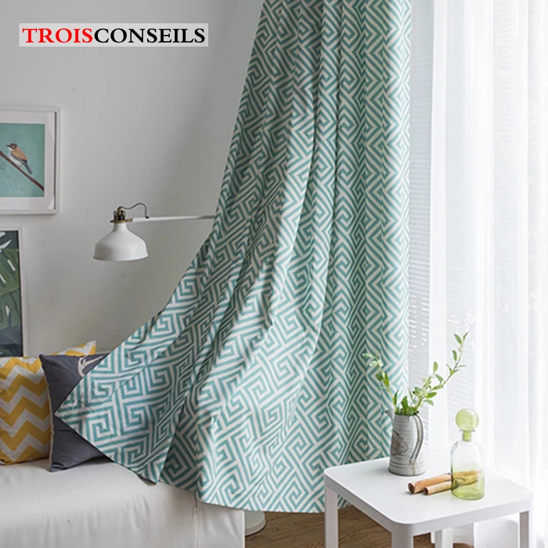 Лабиринт печать занавески s для гостиной спальни хлопок лен современный