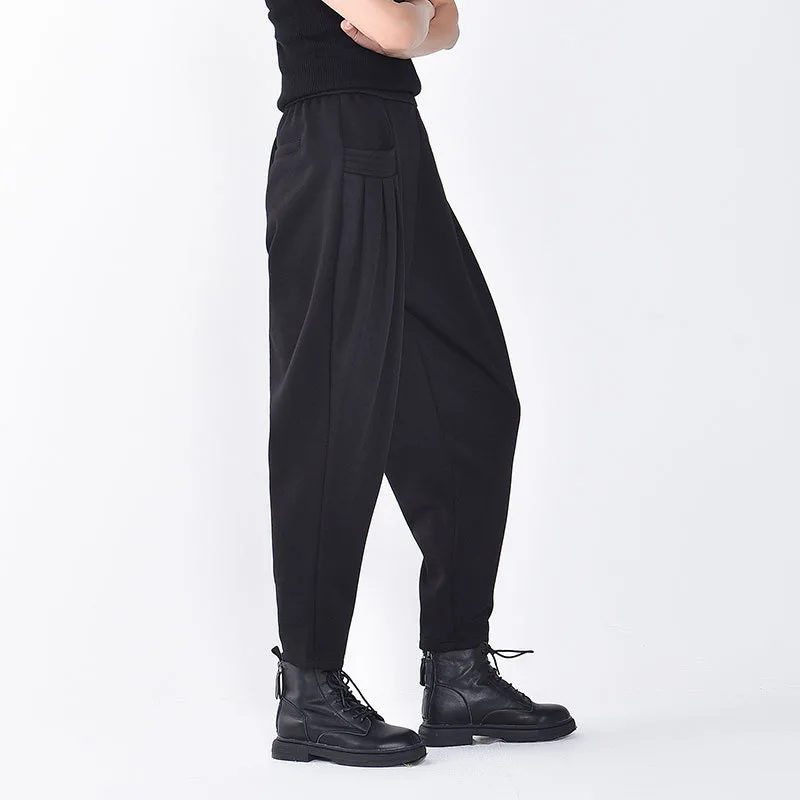 

IEQJ Black Big Size Leisure High Elastic Waist Harem Trousers New Loose Fit Length Women Fashion Tide Spring Autumn 2021