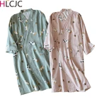 Тонкая летняя газовая ночная рубашка из 100% хлопка для влюбленных, халат-кимоно для мужчин и женщин, длинная юбка для сна, домашняя одежда, одежда для сна
