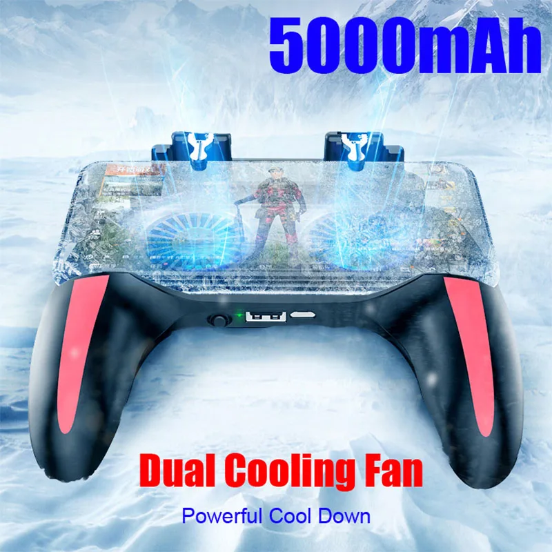 Геймпад Pubg контроллер двойной крутой вентилятор 5000 мАч Powerbank игровой контроллер Android джойстик мобильный H10 игровой коврик
