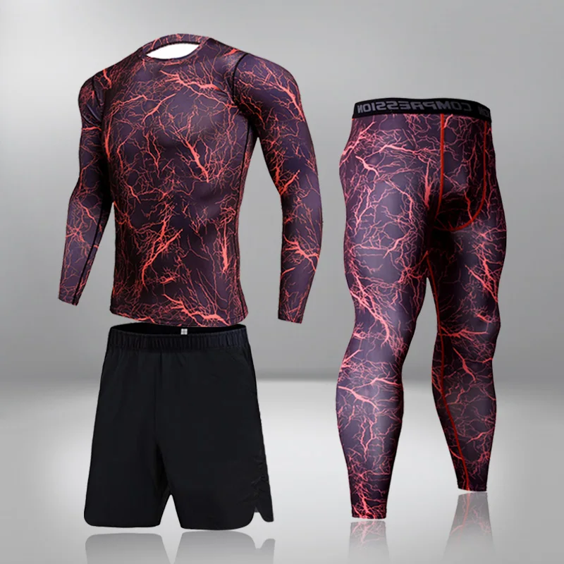 

Men's Sports Suit MMA Rashgard Male Quick Drying Sportswear Compression Clothing Fitness Training Kit Thermal Underwear Leggings