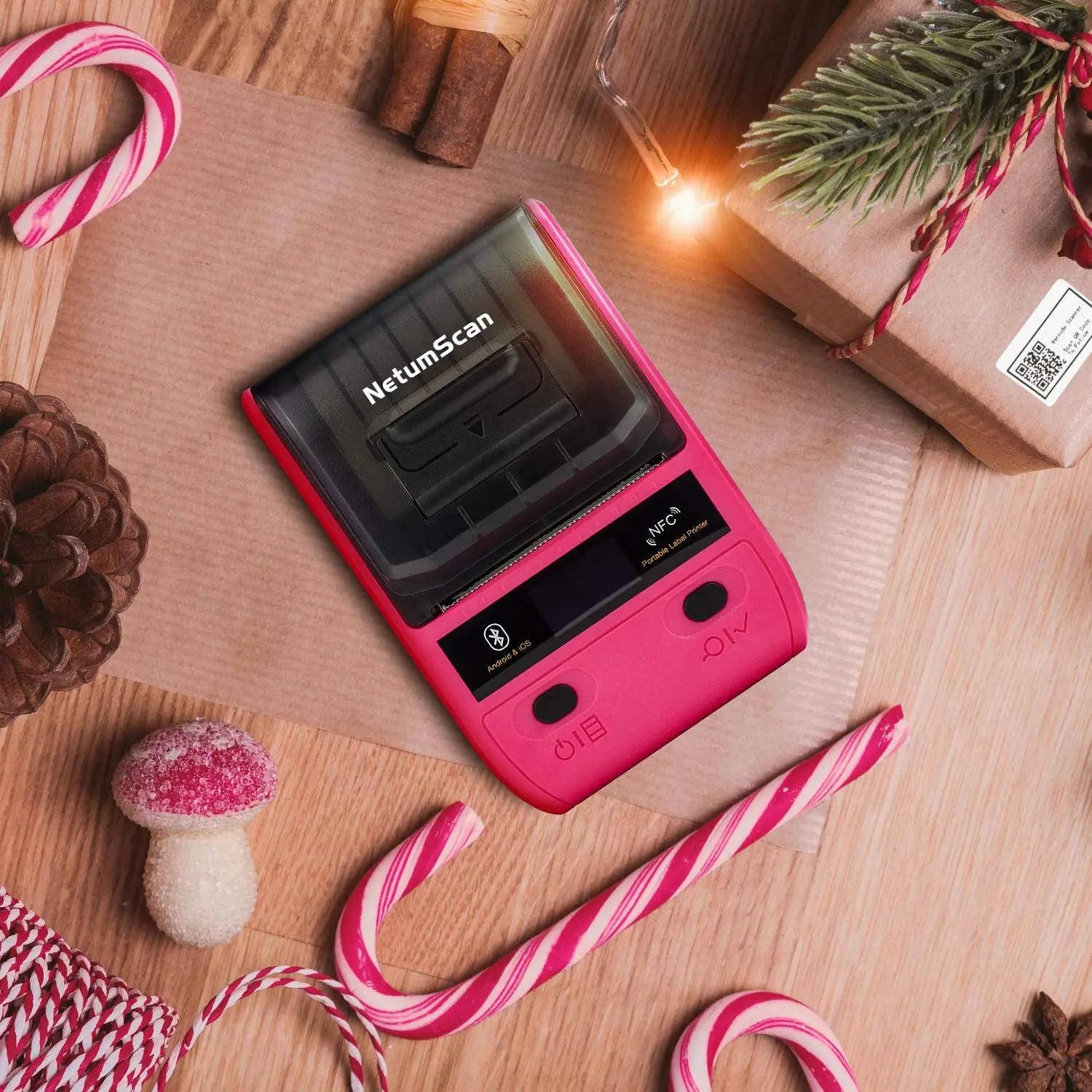 Портативный Bluetooth Термопринтер для этикеток NetumScan совместимый с системой Android и iOS