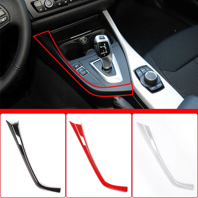

ABS Carbon Fiber/Red/Silver Car Gear Shift L Shape Strips Trim For For BMW 1 2 Series 2012-18 Interior Modification Accessories