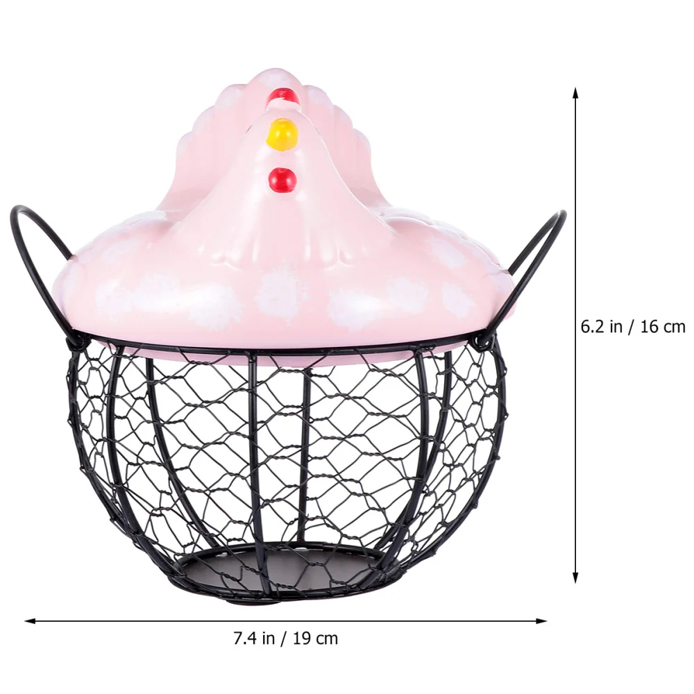 

Iron Basket with Hen Lid Unique Fruit Basket Storage Basket Snack Basket