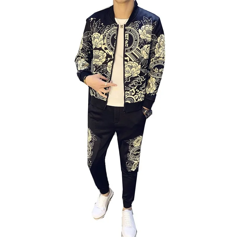 

Men's Sports Two-piece Printed Sportswear Jacket + Pants Sportswear Men's High-quality Casual Fashion Sportswear New Men's Suits