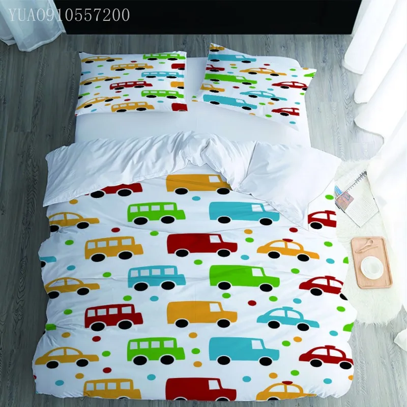 

Комплект постельного белья с мультяшным 3D-принтом, пододеяльник для автобуса, наволочка, домашний текстиль, подарок для взрослых и детей, Ко...