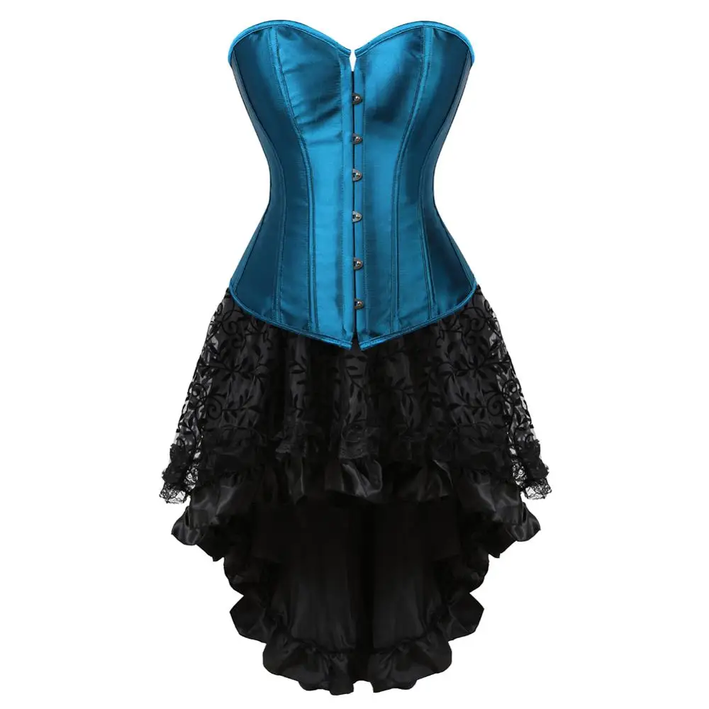 Skirt for Women Sexy Burlesque Overbust Corset Bustier Top with Mini TuTu Skirt Gothic Fancy Corsets Dresses Cosplay Costume