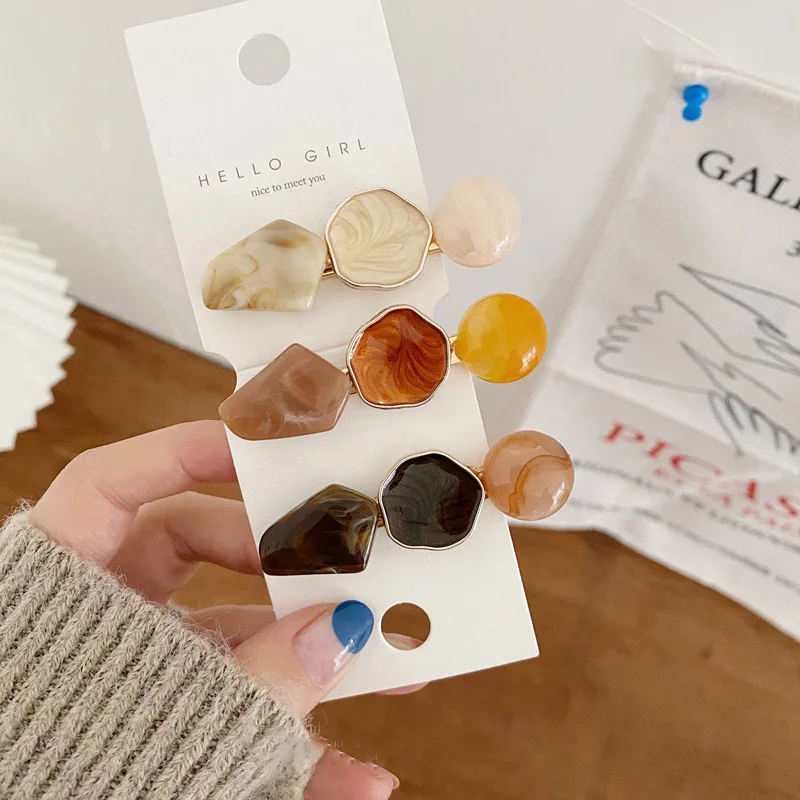 Корейская мода ярких цветов Нерегулярные заколки Morandi Стиль Матовый