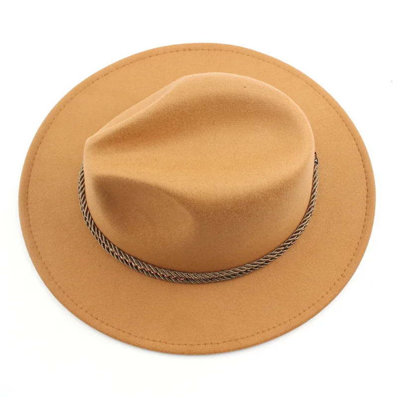 

2021 Wide Brim Gentleman Elegant Lady Winter Autumn Jazz Caps Simple Women Men Wool Vintage Felt Fedora Hat Men Women Hat