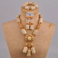 new nigeria wedding natural white coral bead african bride necklace jewelry set wedding dress accessories au 220