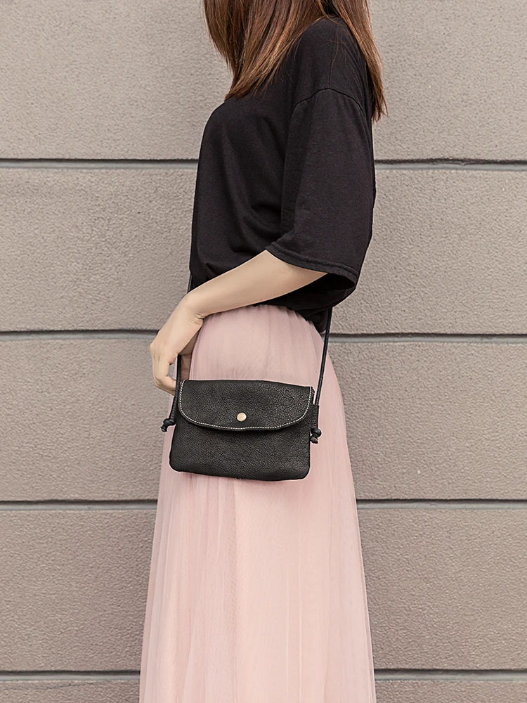 Дизайнерская винтажная Маленькая женская сумка из натуральной воловьей кожи