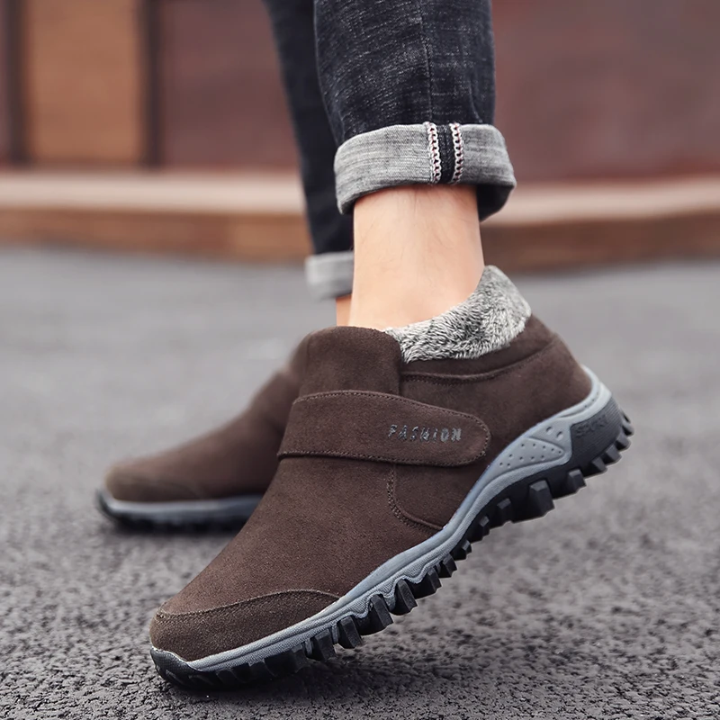 Мужские кроссовки с мехом Bjakin коричневые или цвета хаки спортивные для снежной