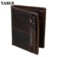 short retro wallet mens oil wax leather wallet popular rfid anti theft swiping mens leather wallet