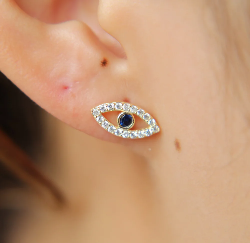 100% 925 пробы серебро повезло подарки для девочек сглаза серьги-гвоздики micro pave