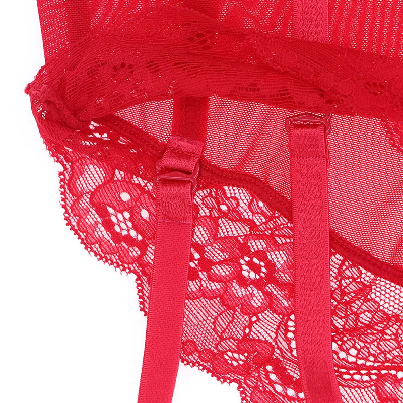 Woman Christmas Red Holiday Underwear Set New Year Gifts Cross Shoulder Strap Bra+Sling Panty+Stockings+Elk Headdress+Robe 5pcs