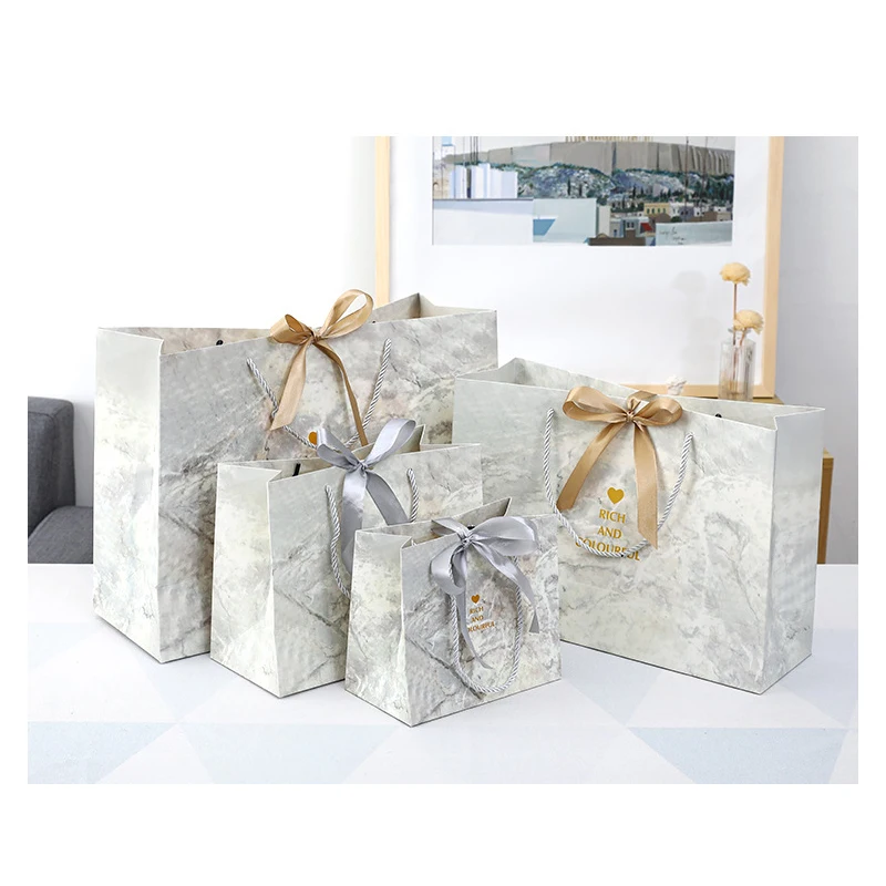 10 шт. светло-серые мраморные подарочные бумажные пакеты | Дом и сад