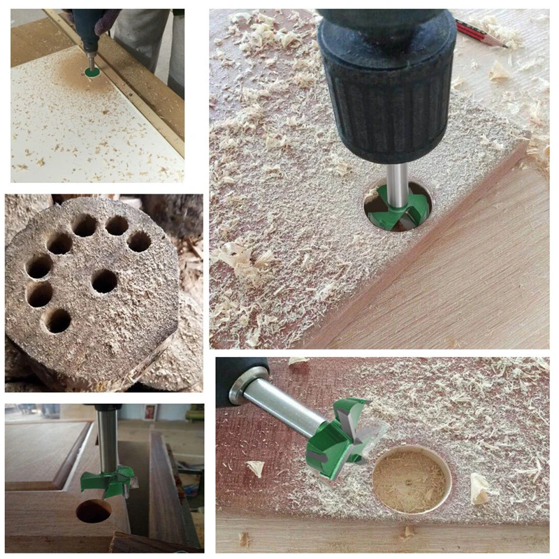 

35-60mm 3 Flutes Tips Router Bit Woodworking Tools Hole Saw Cutter Hinge Boring Drill Bits Round Shank Tungsten Carbide Cutter