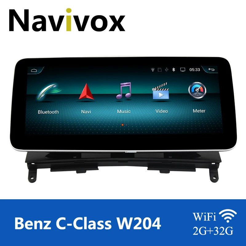 Navivox 2Din Radio Android 10 Screen Car Multimedia Head Unit For Mercedes Benz C Class W204 S204 C300 2008-2010 NTG 4.0 Carplay