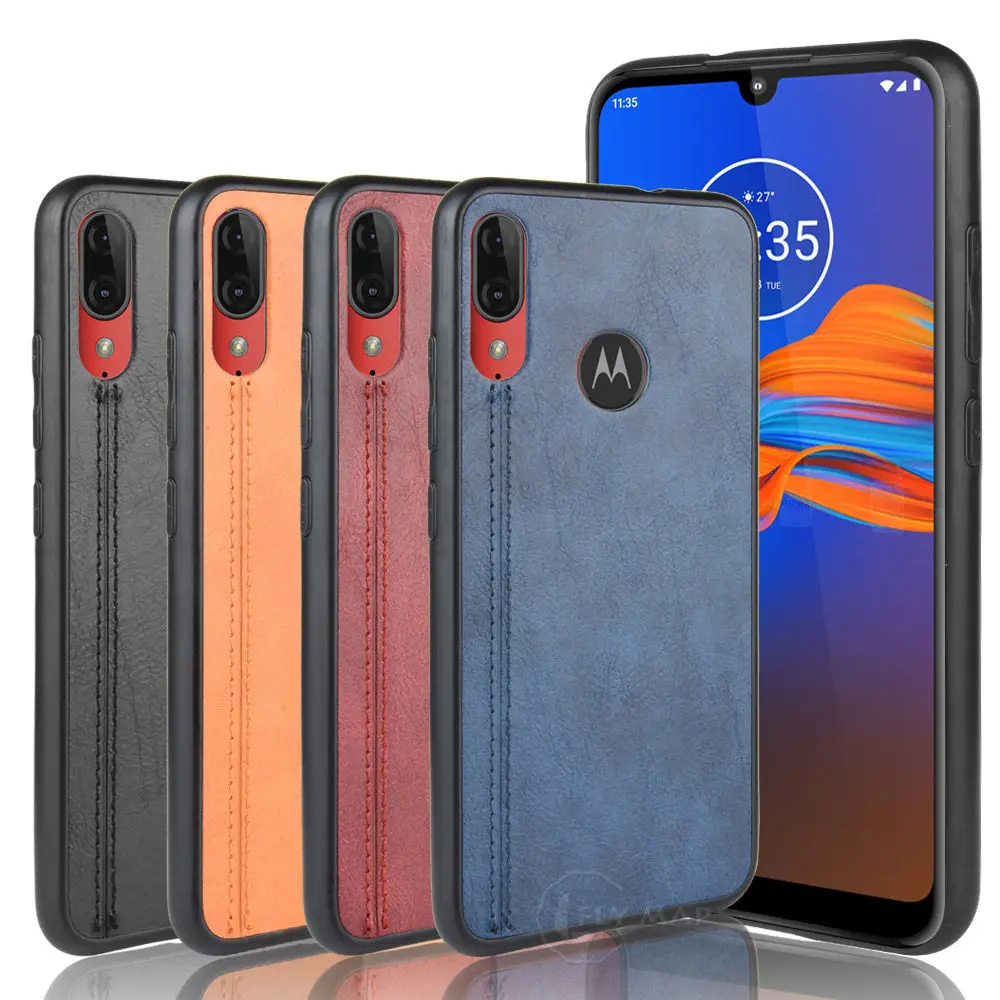 Задний Чехол для Motorola Moto E6 Plus TPU + чехол телефона из искусственной кожи Poker E6S MotoE6