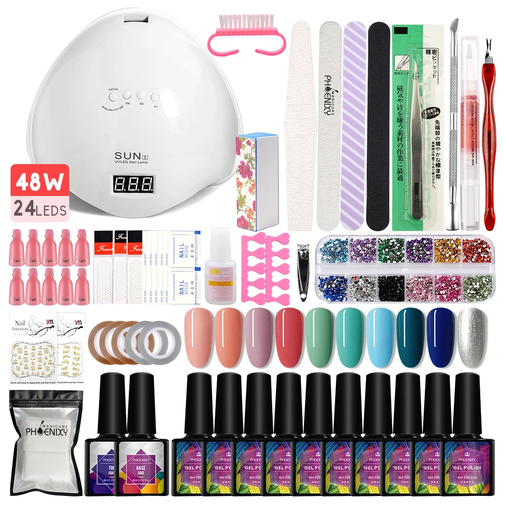 

Gel Nails Complete Kit Led Uv Lamp Nail Set Led Uv Lamp Nail Of Gel Varnishes 10 Pcs Lot Of Semi Permanent Nail Polish Uv Gel