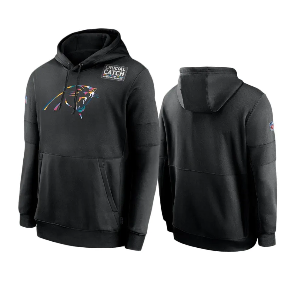 

Men's Carolina Black Sideline Panthers Performance Crucial Catch Pullover Hoodie