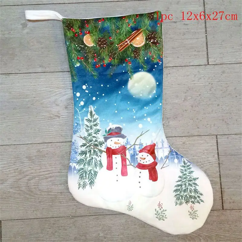 1cp 12x6x27cm Рождественские чулки, носки, кошка, собака, лось, Navidad, год, мешок для конфет Рождество, украшения, рождественские елки, вечерние подарочные сумки для детей - Цвет: 1cp 12x6x27cm
