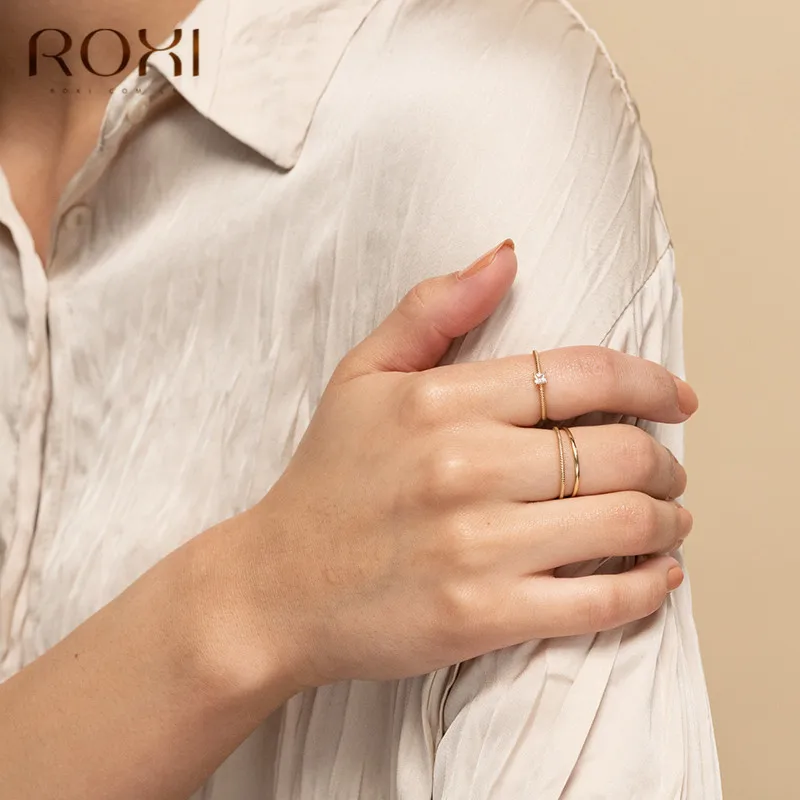 Женское кольцо с витой веревкой ROXI свадебное тонкое из стерлингового серебра 925