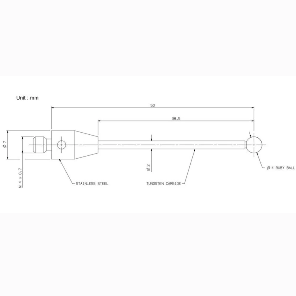 Сенсорный щуп Styli M4 резьба 4 мм рубиновый шар 50 длина CMM стилус A-5003-4799 аксессуары