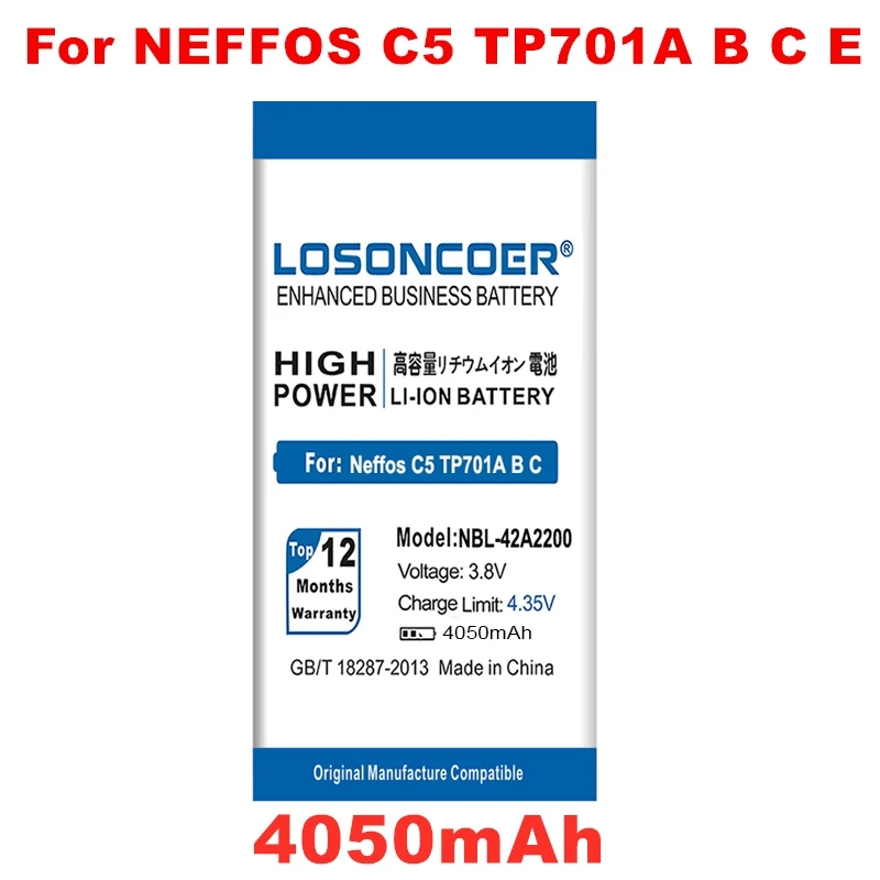 Аккумулятор LOSONCOER литий полимерный аккумулятор для neffos C5 TP701A B C E 4050 мАч 3 8 В