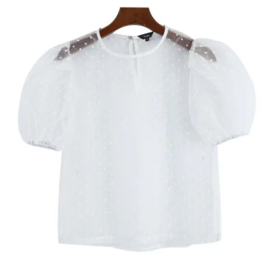 Женская Сексуальная Блузка с прозрачной сеточкой короткий рукав о образный