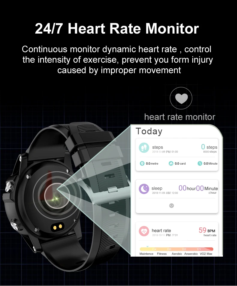 

Outdoor Men&Women Smart Watch Monitoring Heart Rate Blood Pressure Pedometer Multiple Sports Mode Q58 for Android IOS Xiaomi Hw