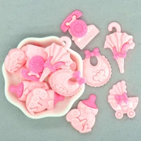 baby pink resin flat back baby bibfeeding bottlepram stroller cabochonsbaby shower decorationshairbow centers