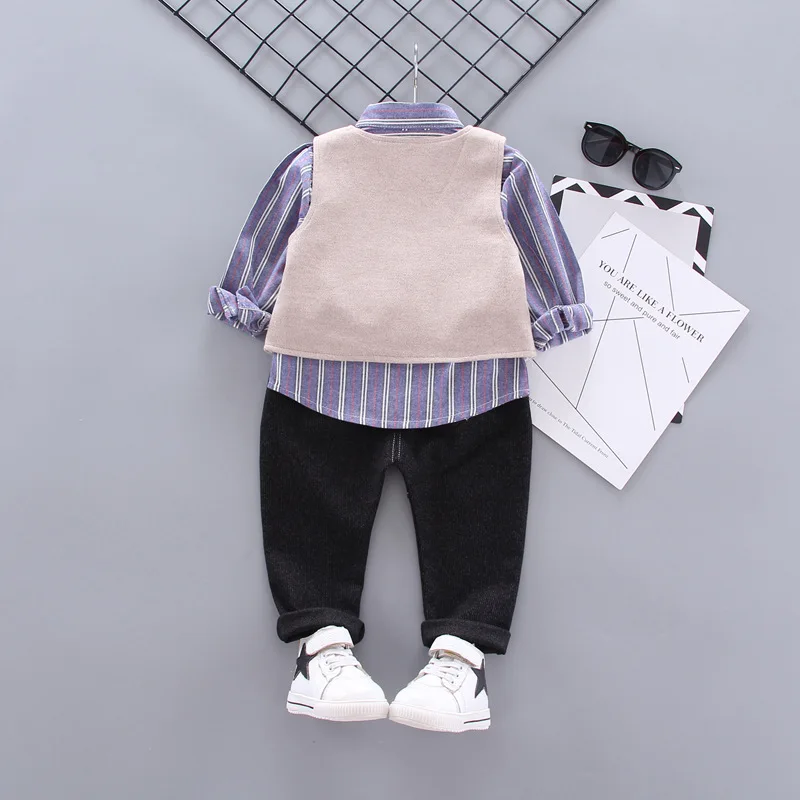 Одежда для мальчиков 1-4 лет; детская модная рубашка; комплект с жилетом; Костюм Джентльмена для отдыха; Детский костюм из трех предметов; Детский свитер; брюки; осенний комплект