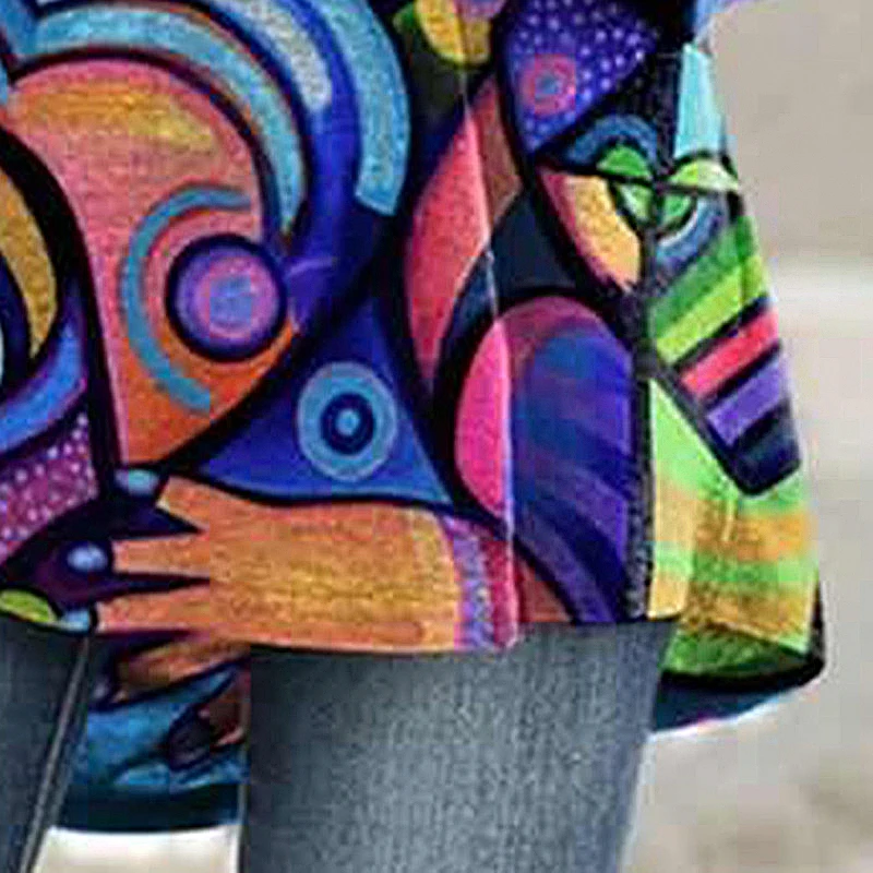 

New Arrival Women Casual Long Sleeve T-shirt Abstract Picture Print T-shirt Autumn Tops Fashion Elegant O-Neck