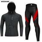 Мужской осенний комплект одежды для велоспорта WOSAWE, Трикотажный костюм с длинным рукавом, куртка с капюшоном, комплект одежды для езды на велосипеде и горных велосипедов
