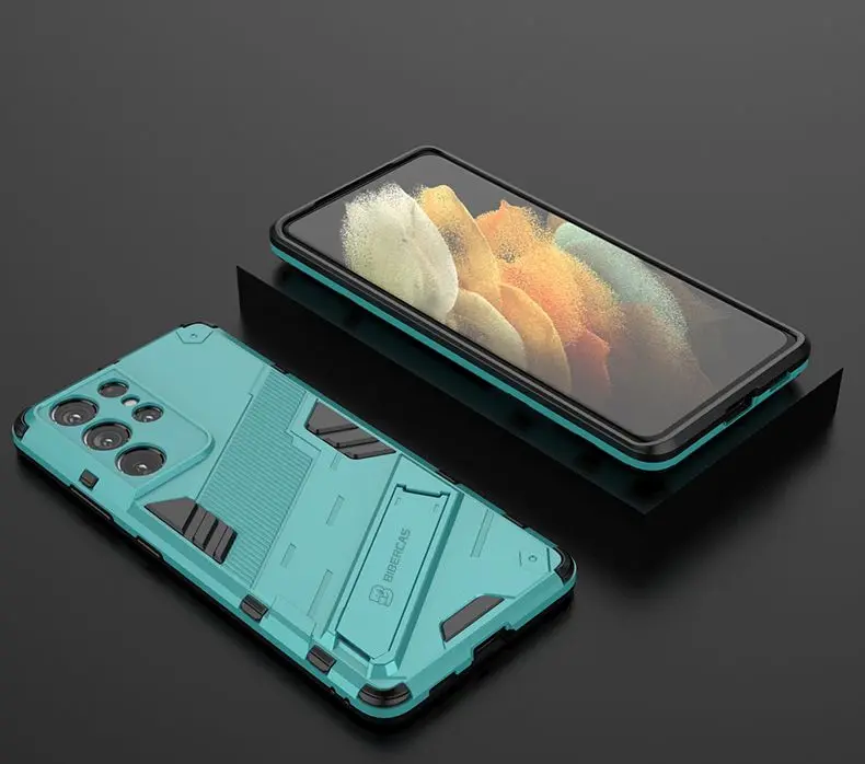 

Luxury Phone Case For Samsung Galaxy S21 5G Plus Ultra FE Shockproof Armor Colorful Rugged Bracket Anti-Fall Protector Cover