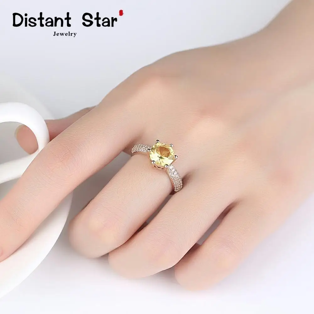 Кольцо из нержавеющей стали с желтым кристаллом для женщин золотые ювелирные