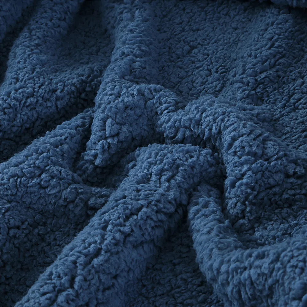 Liv-Esthete теплое Фланелевое синее одеяло из шерпы толстовка спортивное уличное для