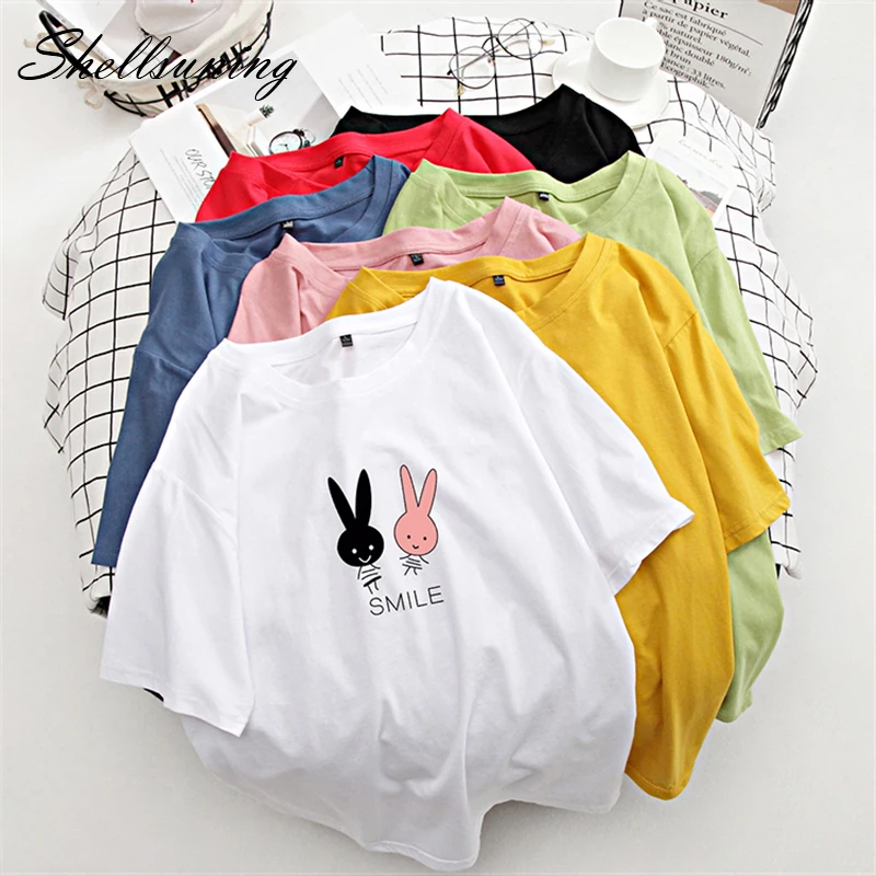 Shellsuning/женские футболки с героями мультфильмов Сезон лето Harajuku Kawaii Футболка