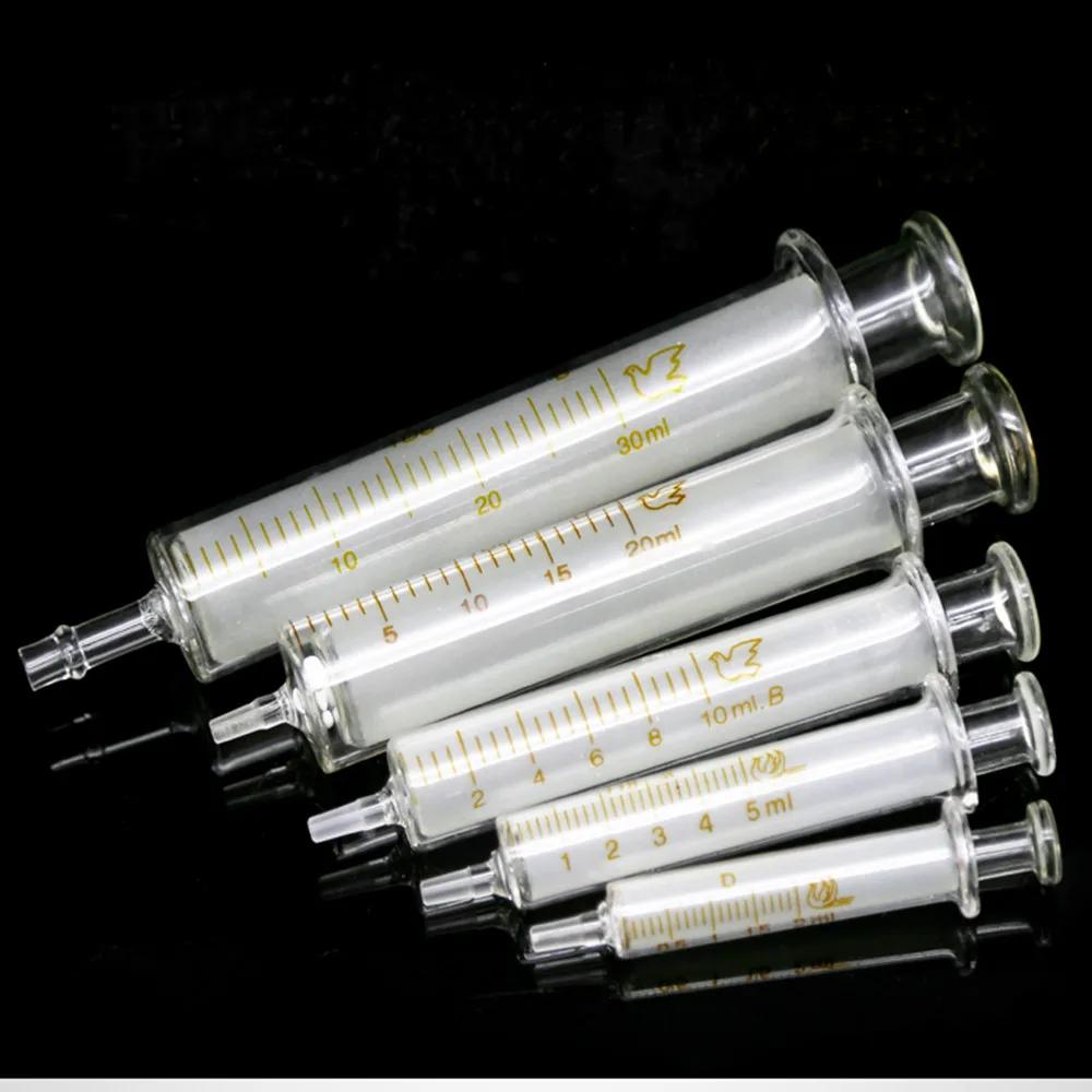 All size 1ml to 100ml Lab Disposable Glass injection syringe Glass Liquid Syringe transfer pipette without Needle