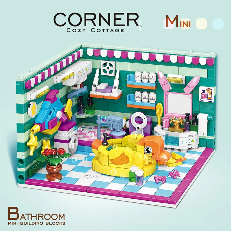 Креативная серия кухонный уголок уютная модель коттеджа строительные блоки