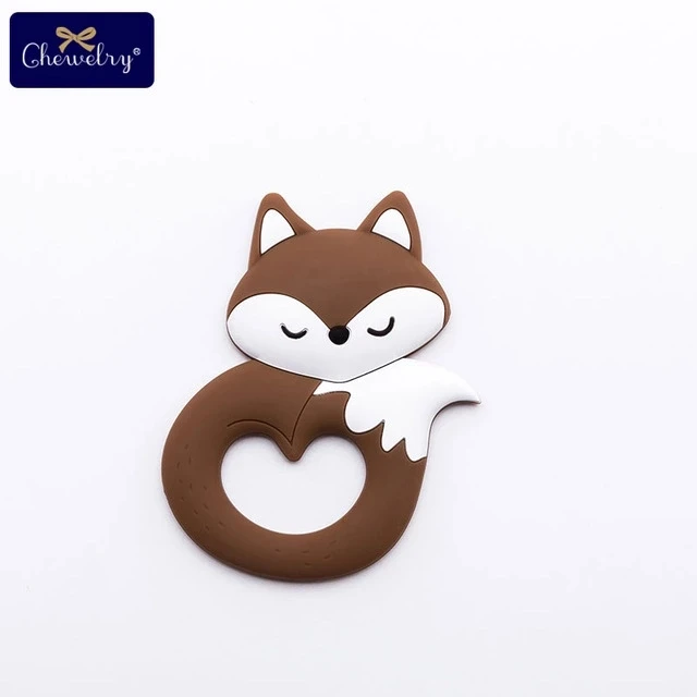 Brown fox Новинка, 1 шт., детский медведь, силиконовый прорезыватель, ожерелье, силиконовый кулон для грызунов, BPA бесплатно, детская игрушка для кормления, пустышка, цепочка, крошечные стержни, товары, игрушки - Цвет: Brown fox